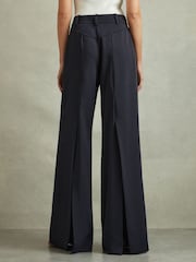 Reiss Navy Solene Wide Leg Split Hem Trousers - Image 5 of 6
