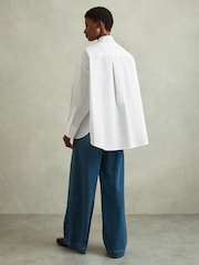 Reiss White Edie Oversized Cotton Button-Through Shirt - Image 4 of 5