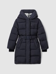 Reiss Navy Larissa 13-14 yrs Water Resistant Belted Puffer Coat - Image 1 of 5