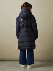 Reiss Navy Larissa 13-14 yrs Water Resistant Belted Puffer Coat - Image 3 of 5