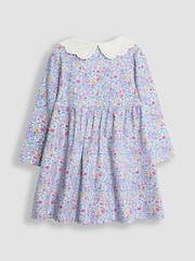 JoJo Maman Bébé Lilac Purple Floral Broderie Collar Dress - Image 2 of 3