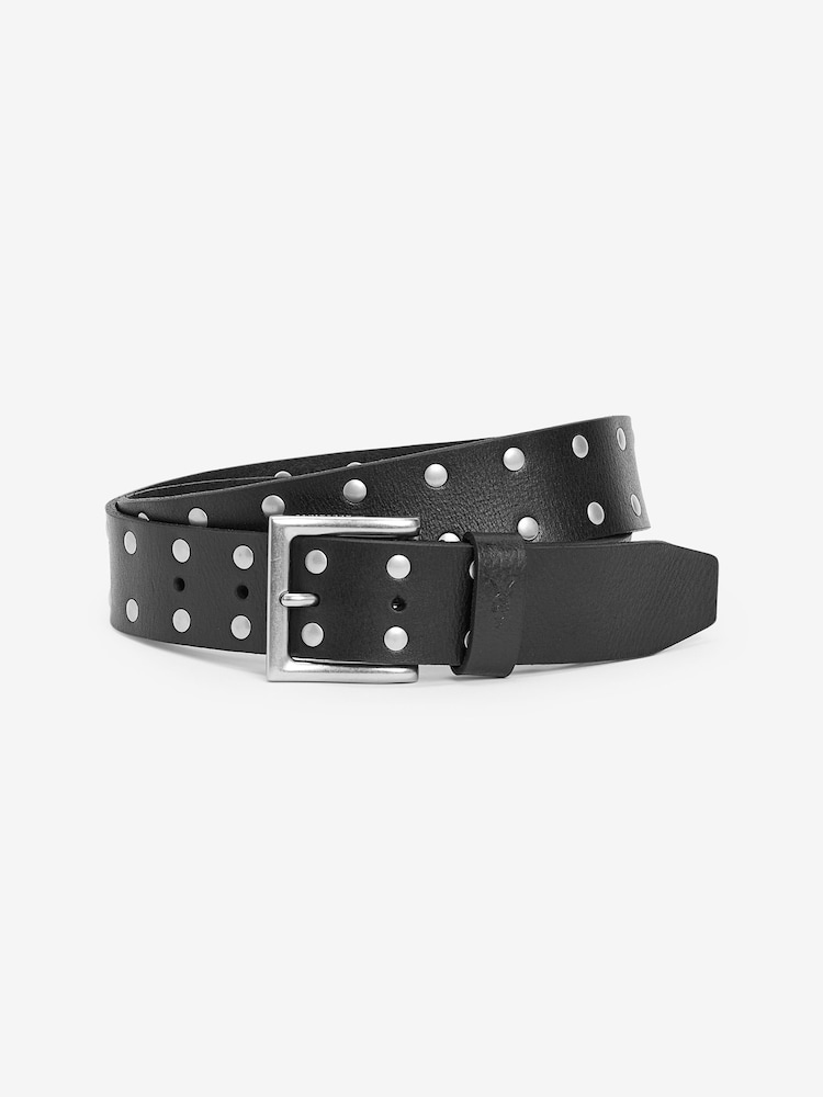 AllSaints 38Mm Studs Along Edge Black Belt - Image 2 of 3