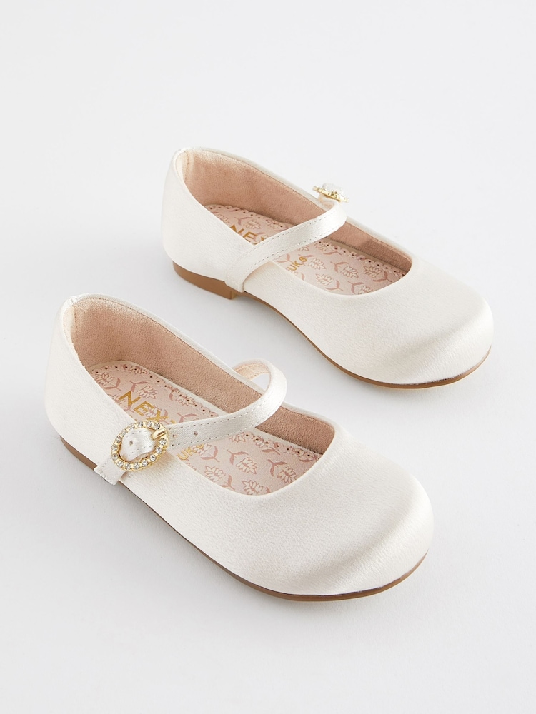 Ivory White Wide Fit (G) Flower Girl Occasion Mary Jane Shoes - Image 1 of 5
