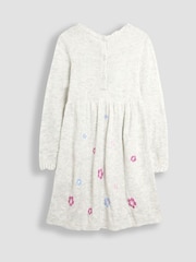 JoJo Maman Bébé Grey Flower Embroidered Knit Dress - Image 2 of 4
