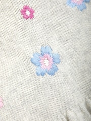 JoJo Maman Bébé Grey Flower Embroidered Knit Dress - Image 3 of 4
