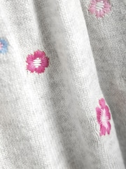 JoJo Maman Bébé Grey Flower Embroidered Knit Dress - Image 4 of 4