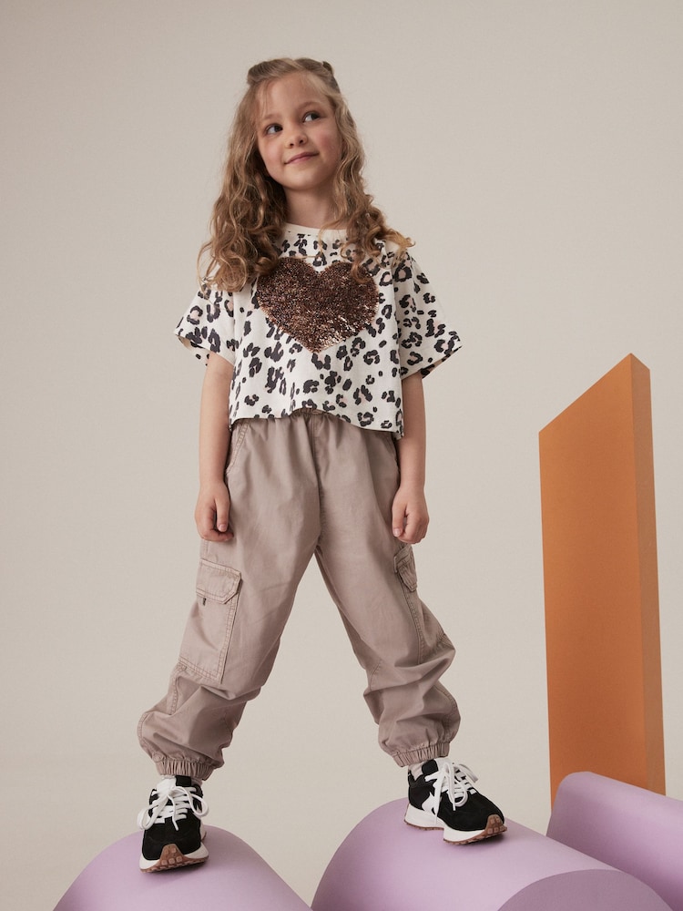 Neutral 100% Cotton Sequin Heart T-Shirt (3-16yrs) - Image 2 of 5
