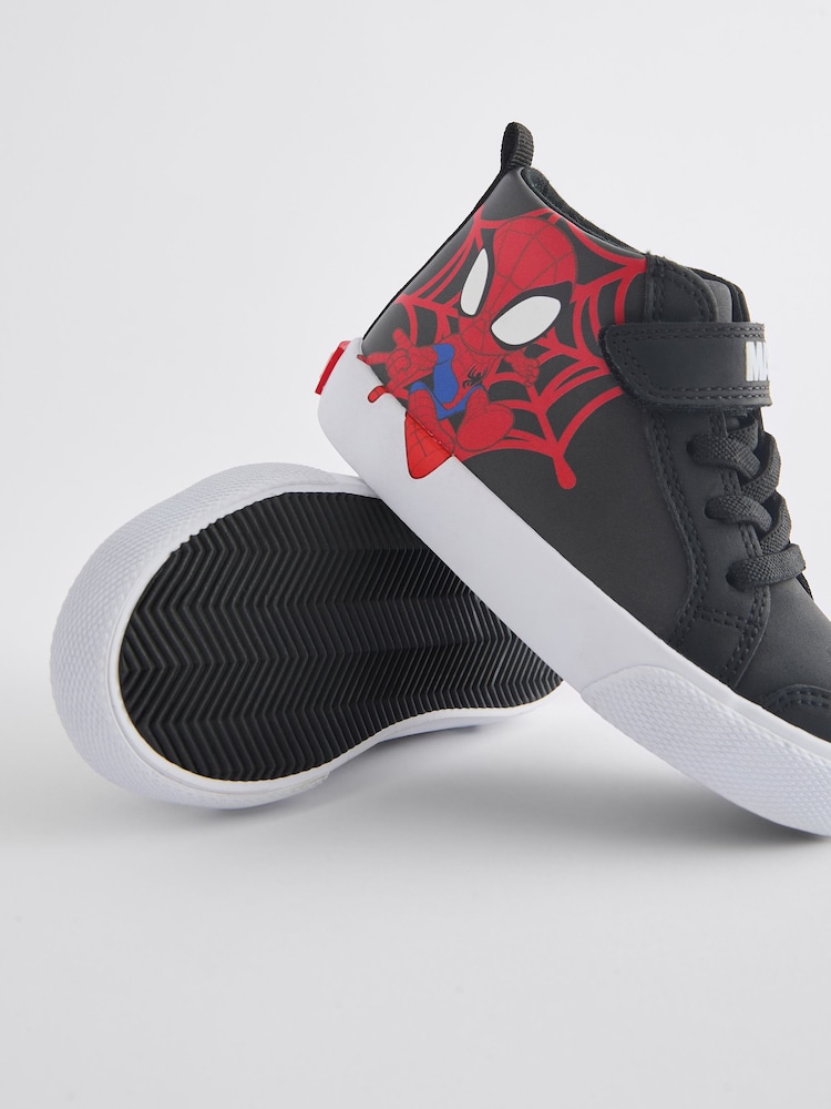 Black Wide Fit (G) Spidey and Friends Elastic Lace Touch Fastening Boots - Image 4 of 5