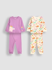JoJo Maman Bébé Lilac Dino Pyjamas 2 Pack - Image 1 of 9