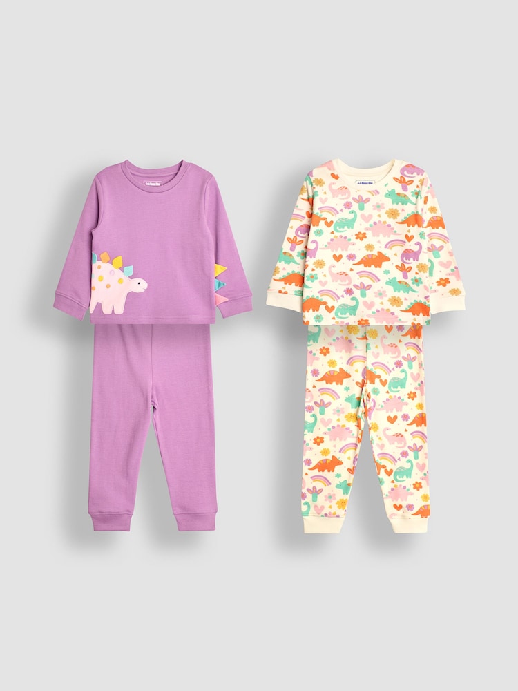 JoJo Maman Bébé Lilac Dino Pyjamas 2 Pack - Image 1 of 9
