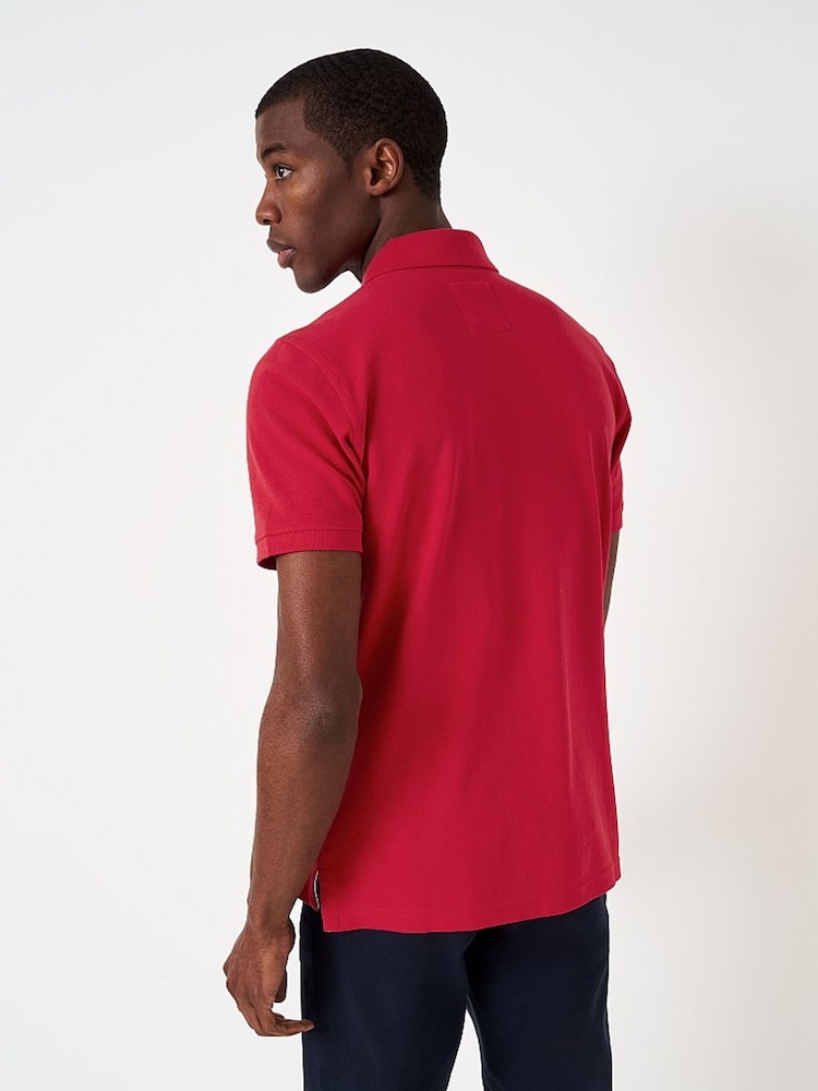 Crew Clothing Red Chrome Plain 100% Cotton Classic Polo Shirt - Image 2 of 5