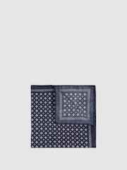 Reiss Navy Pulcino Reversible Silk Pocket Square - Image 1 of 5