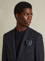Reiss Navy Pulcino Reversible Silk Pocket Square - Image 2 of 5