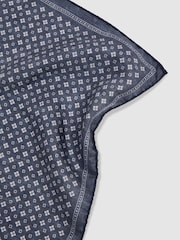Reiss Navy Pulcino Reversible Silk Pocket Square - Image 4 of 5