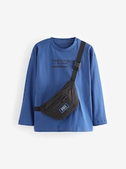 Cobalt Blue Bag Pocket Long Sleeve 100% Cotton T-Shirt (3-16yrs) - Image 1 of 3