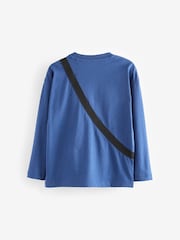 Cobalt Blue Bag Pocket Long Sleeve 100% Cotton T-Shirt (3-16yrs) - Image 2 of 3
