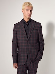 Black/Red EDIT Metallic Check Blazer - Image 2 of 4