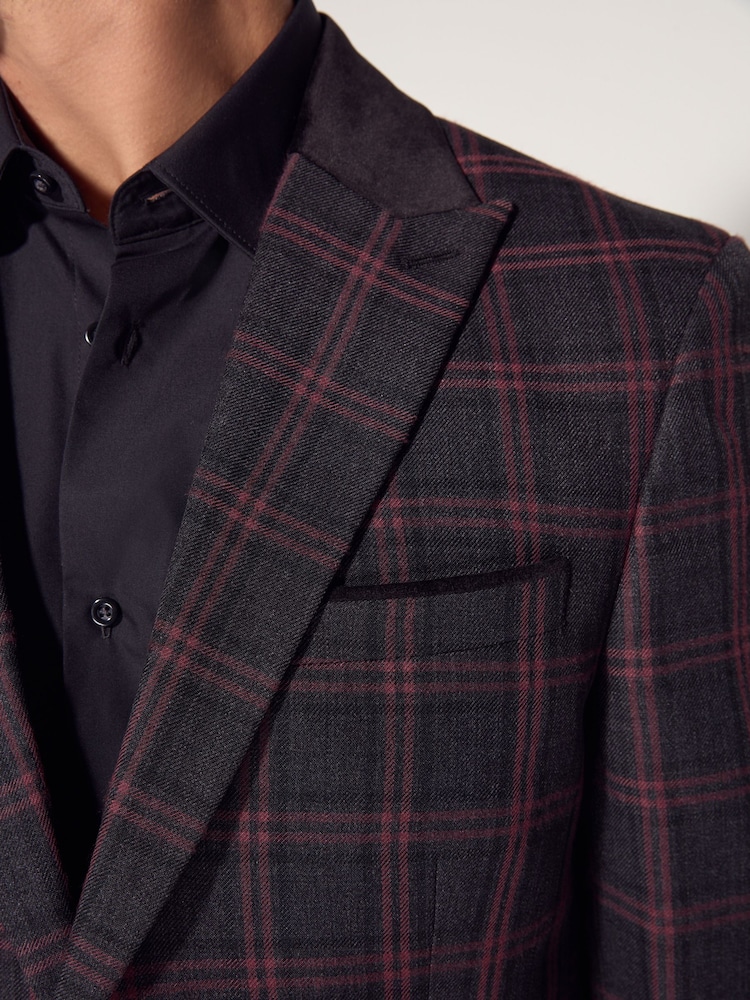 Black/Red EDIT Metallic Check Blazer - Image 4 of 4