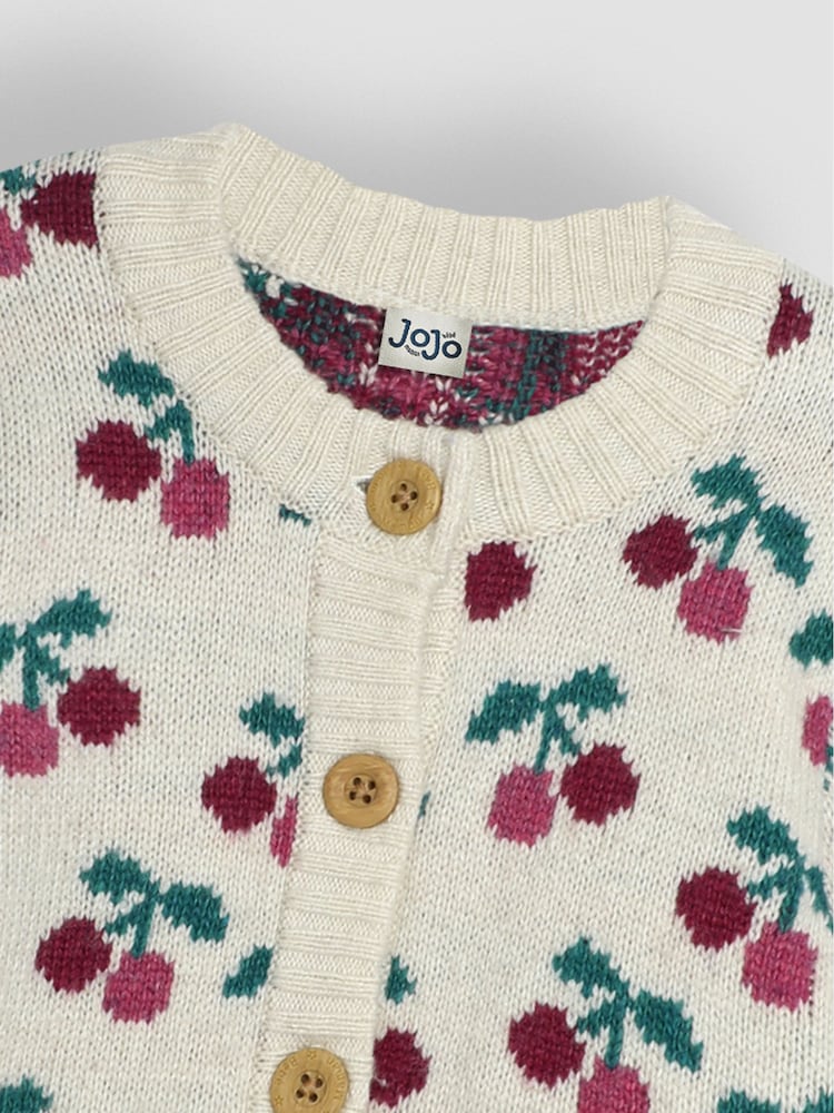 JoJo Maman Bébé Cream Cherry Cardigan - Image 3 of 3