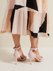 Phase Eight Pink Suede Twist Ankle Strap Heeled Shoes - Image 2 of 7