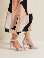 Phase Eight Pink Suede Twist Ankle Strap Heeled Shoes - Image 3 of 7