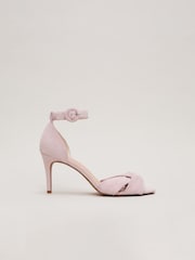 Phase Eight Pink Suede Twist Ankle Strap Heeled Shoes - Image 4 of 7