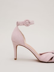 Phase Eight Pink Suede Twist Ankle Strap Heeled Shoes - Image 6 of 7