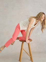 White Stuff Pink Blake Straight Crop Jeans - Image 1 of 7
