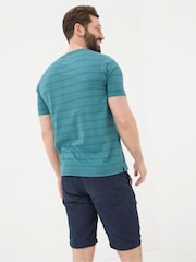 FatFace Blue Short Sleeve Stripe Henley T-Shirt - Image 2 of 5