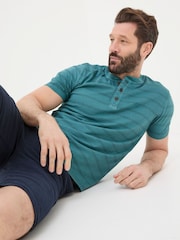 FatFace Blue Short Sleeve Stripe Henley T-Shirt - Image 3 of 5
