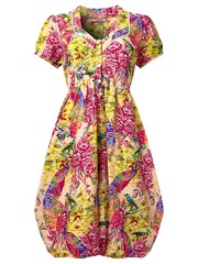 Joe Browns Yellow Vibrant All Over Print Sweetheart Puff Ball Mini Dress - Image 6 of 6