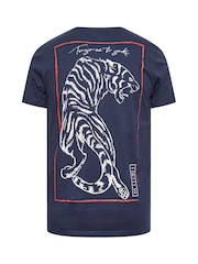 BadRhino Big & Tall Blue 100% Cotton Tiger Print T-Shirt - Image 5 of 5