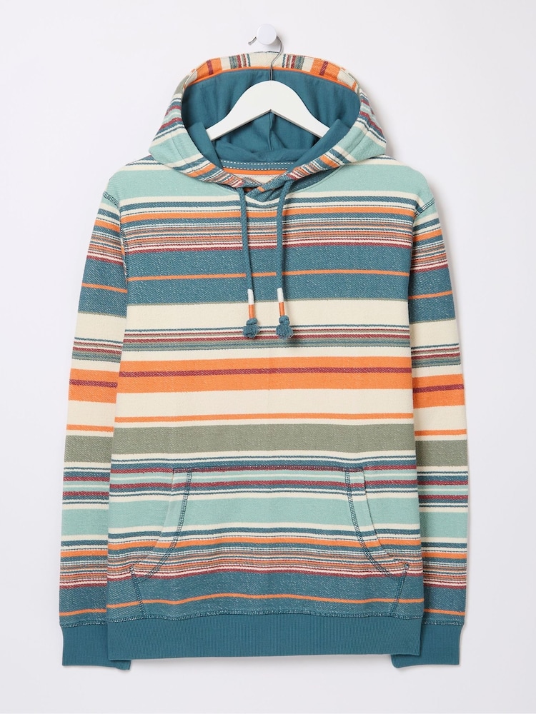 FatFace Blue Trescowe Stripe Overhead Hoodie - Image 7 of 7