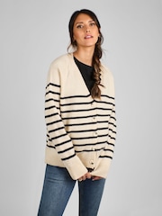 JoJo Maman Bébé Cream & Black Buttoned Maternity Cardigan - Image 1 of 5