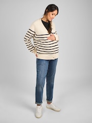JoJo Maman Bébé Cream & Black Buttoned Maternity Cardigan - Image 2 of 5