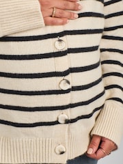 JoJo Maman Bébé Cream & Black Buttoned Maternity Cardigan - Image 4 of 5