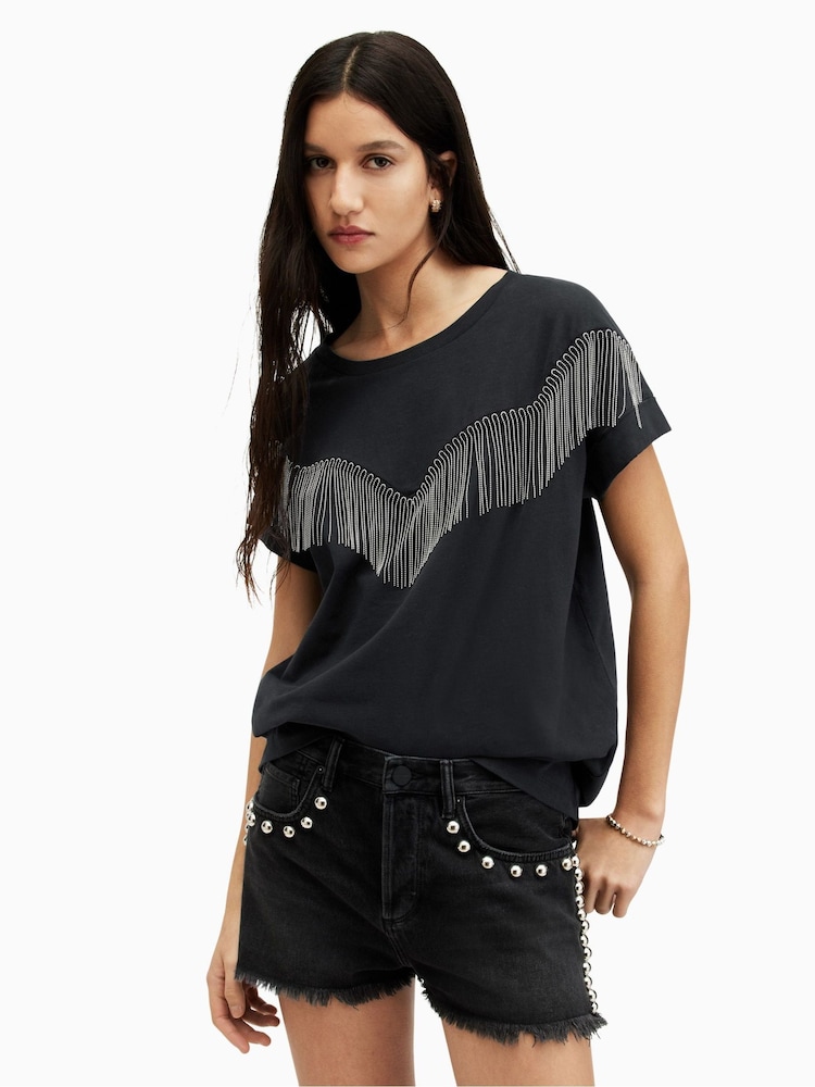 AllSaints Boy Tassel Black T-Shirt - Image 1 of 5