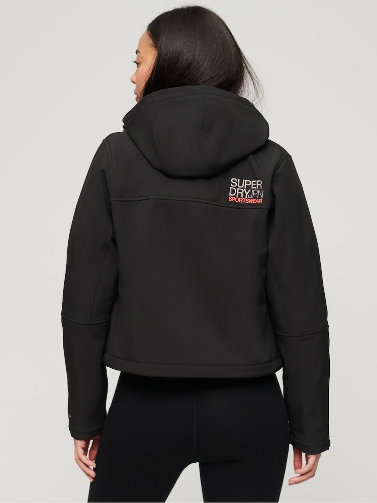 Superdry Black Hooded Soft Shell Trekker Jacket - Image 2 of 6 Superdry Black Hooded Soft Shell Trekker Jacket - Image 2 of 6