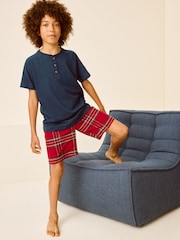 Red Check Single 100% Cotton Short Pyjamas (3-16yrs) - Image 2 of 3