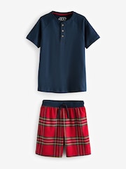 Red Check Single 100% Cotton Short Pyjamas (3-16yrs) - Image 3 of 3