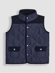 JoJo Maman Bébé Navy Quilted Gilet - Image 1 of 3