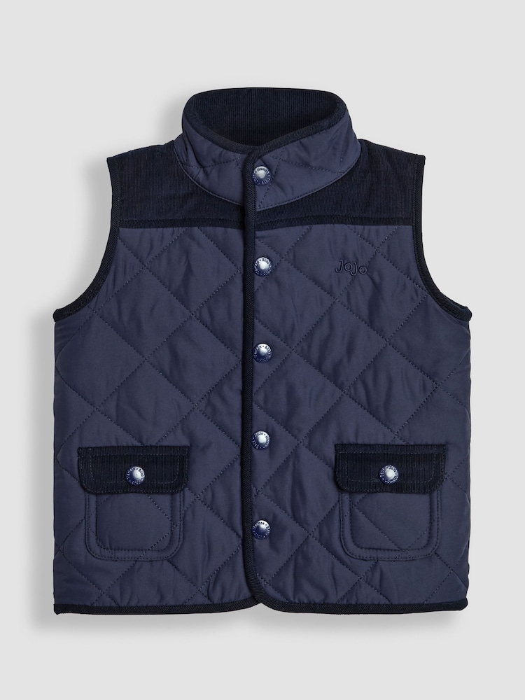JoJo Maman Bébé Navy Quilted Gilet - Image 1 of 3