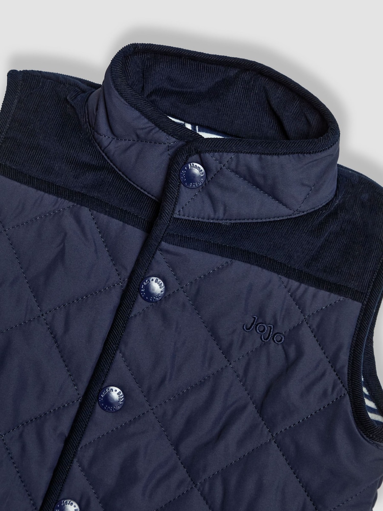JoJo Maman Bébé Navy Quilted Gilet - Image 3 of 3