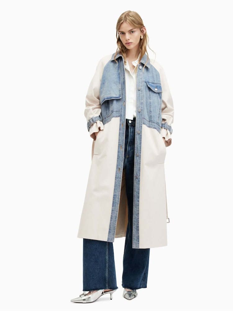 AllSaints White Dayly Trench Coat - Image 1 of 7 AllSaints White Dayly Trench Coat - Image 1 of 7