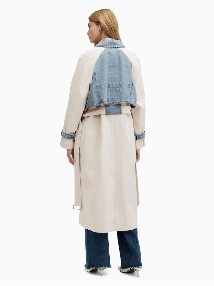 AllSaints White Dayly Trench Coat - Image 2 of 7 AllSaints White Dayly Trench Coat - Image 2 of 7