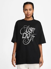 Nike Black Oversized Short Sleeve Graphic Slogan T-Shirt - Image 1 of 3