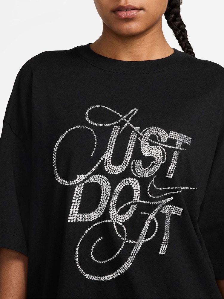Nike Black Oversized Short Sleeve Graphic Slogan T-Shirt - Image 3 of 3