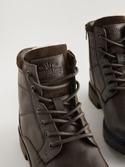 Brown Leather Zip Up Borg Lined Boots - Image 4 of 7