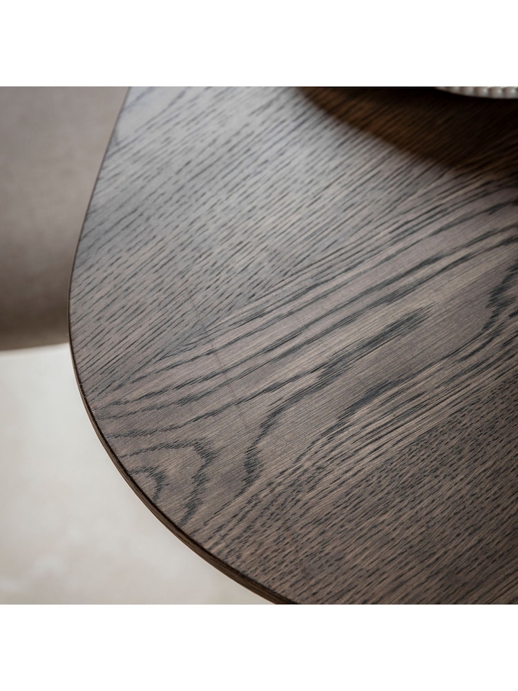 Gallery Home Dark Wood Temara Smoked Oak Style 3 Seater Dining Table - Image 2 of 6