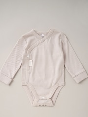 Homegrown Natural 3 Piece Ribbed Bodysuit Joggers And Bear Hat Set - Image 3 of 5